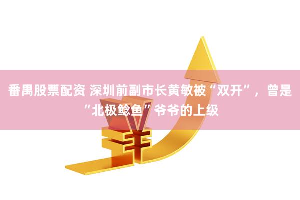 番禺股票配资 深圳前副市长黄敏被“双开”，曾是“北极鲶鱼”爷爷的上级
